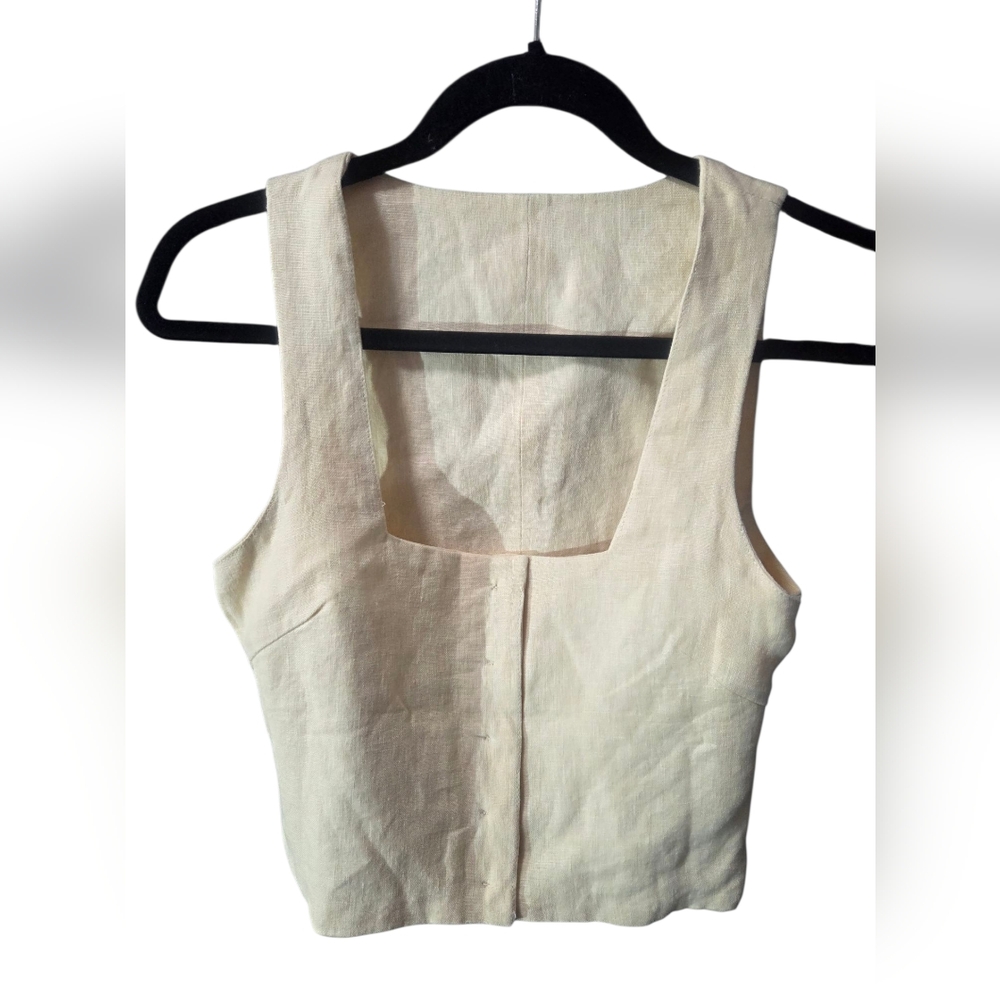DL1961 Cream Buttoned Crop Tank Top Size S - Picture 4 of 4